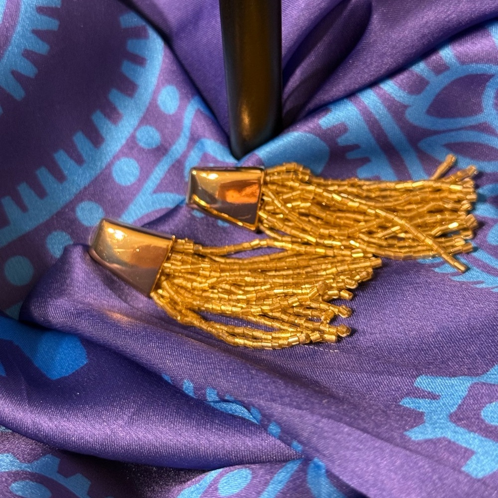 Gold Beaded Tassel Earrings – Boho Statement Jewelry
